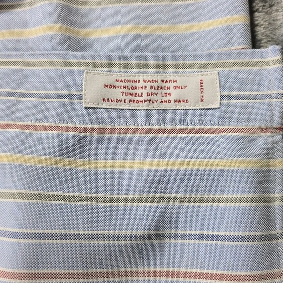 Brooks Brothers Button Shirt Mens L Blue Striped Preppy Casual Supima Oxford - Picture 5 of 10